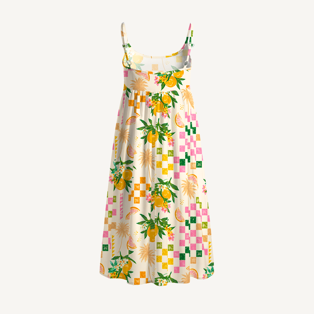 Citrus Breeze Print Spaghetti Strap Mini Dress