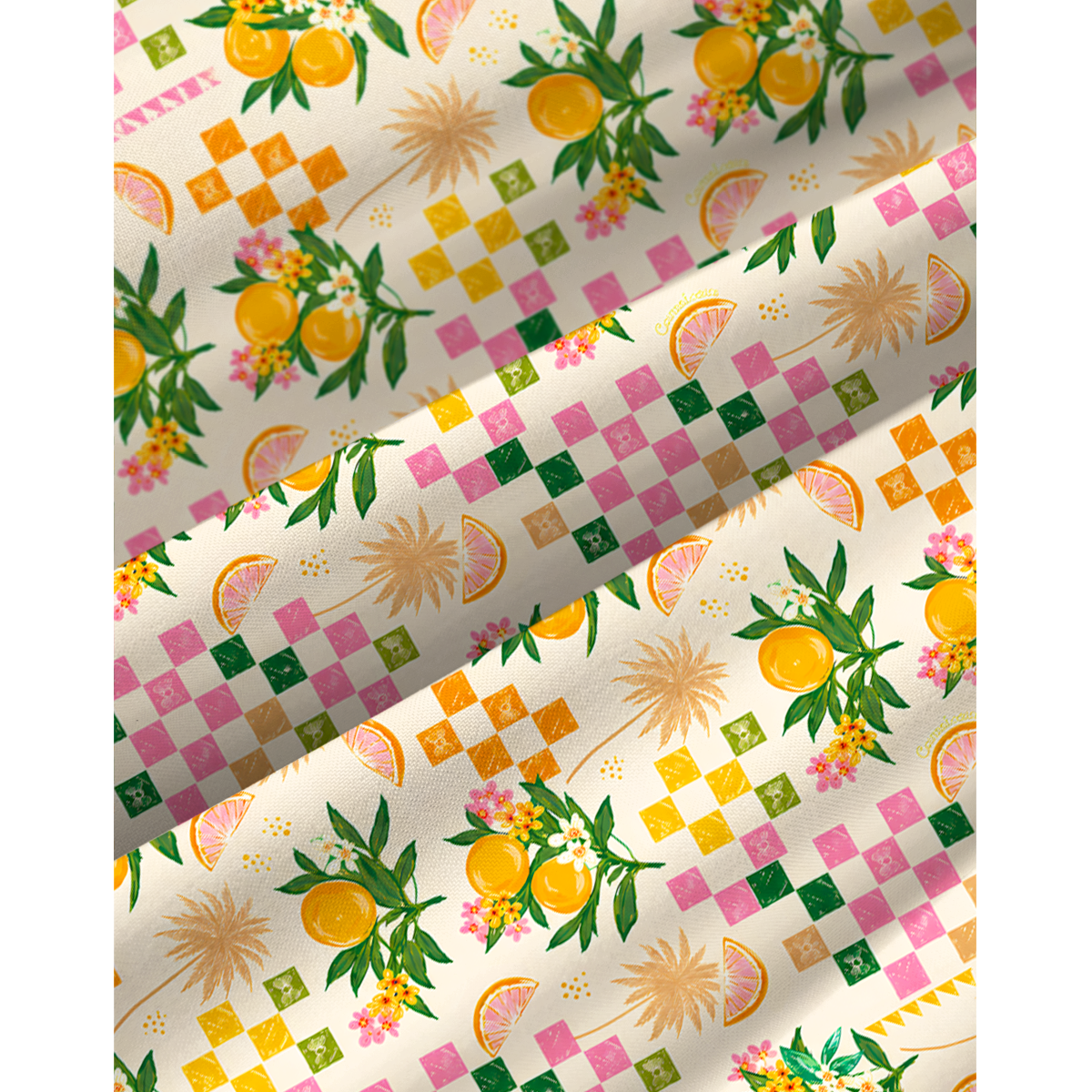 Citrus Breeze Print Spaghetti Strap Mini Dress