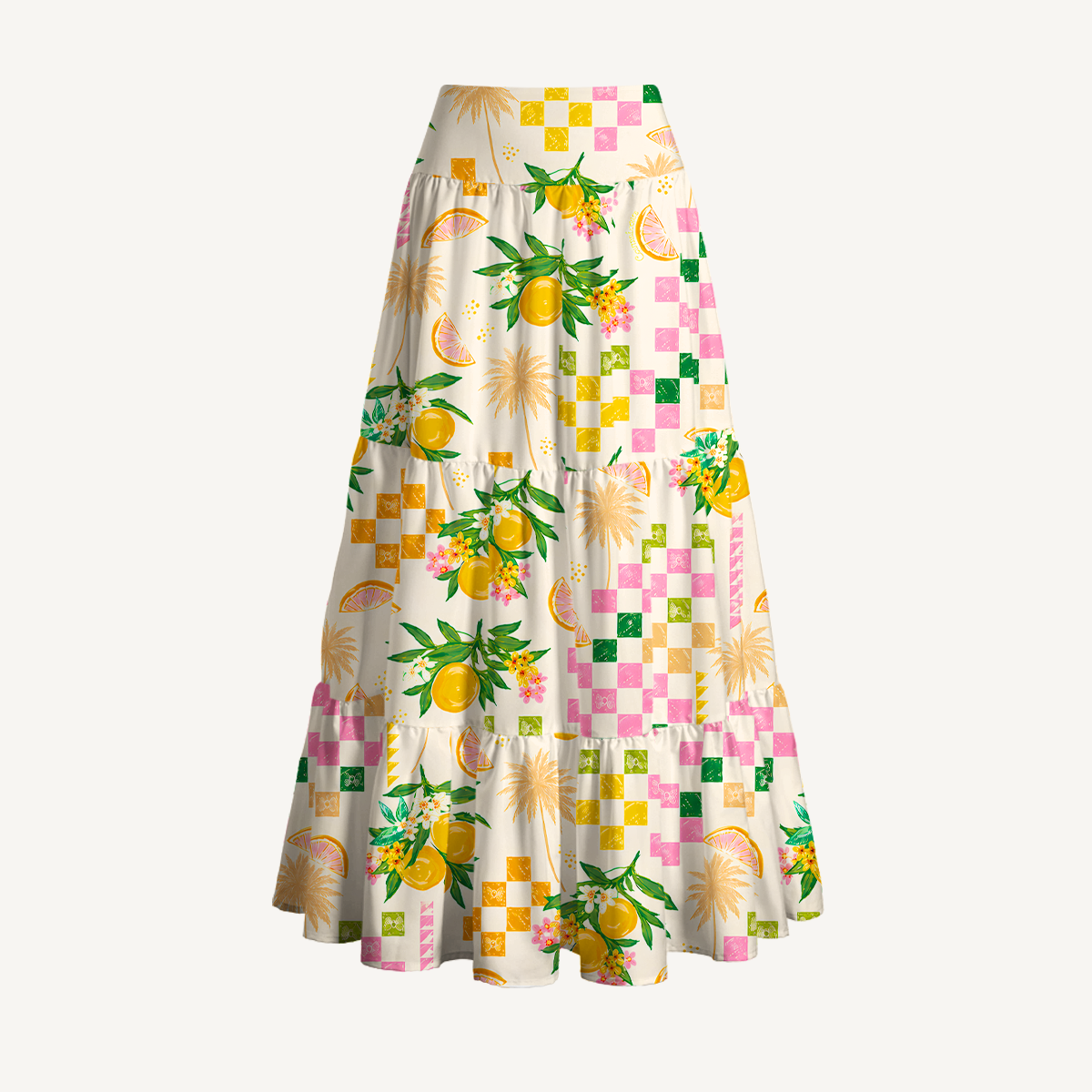 Citrus Breeze Maxi Skirt & Strapless Dress  