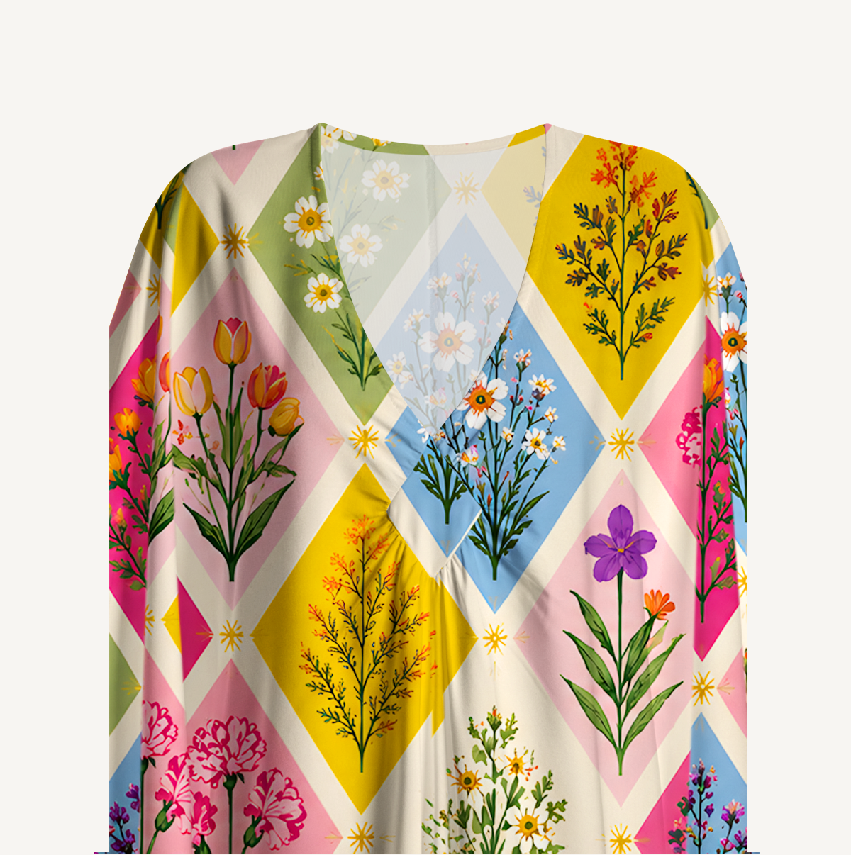 Petal Patchwork Kimono Sleeve Kaftan Dress