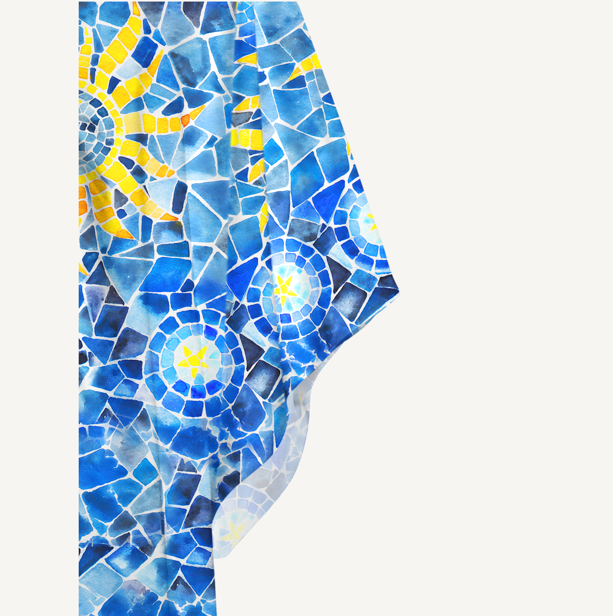 Mosaic Sun & Star Patter Kimono Sleeve Kaftan Dress