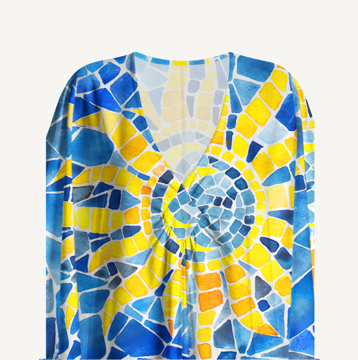 Mosaic Sun & Star Patter Kimono Sleeve Kaftan Dress