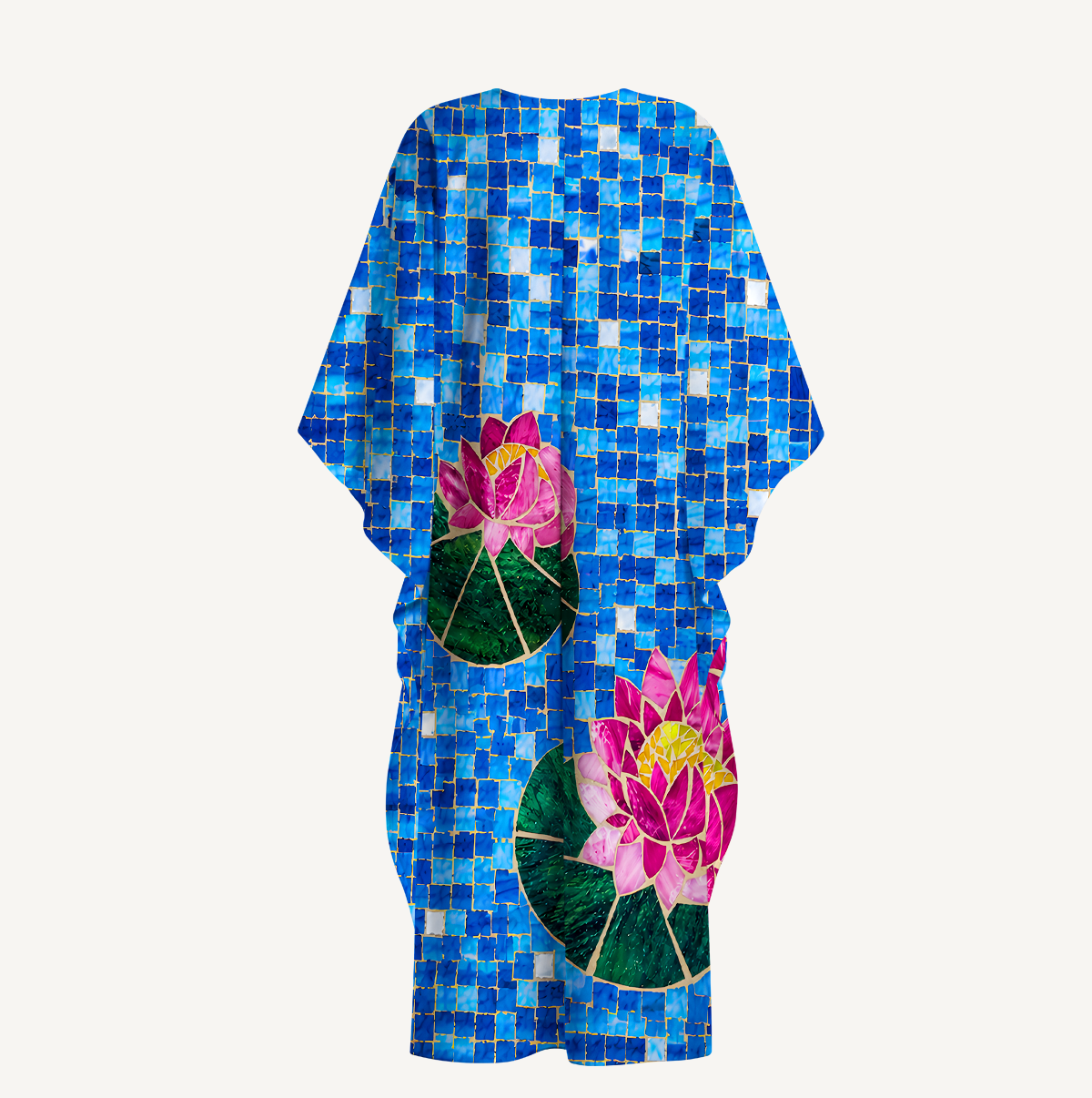 Mosaic Glass Lotus Kimono Sleeve Kaftan Dress