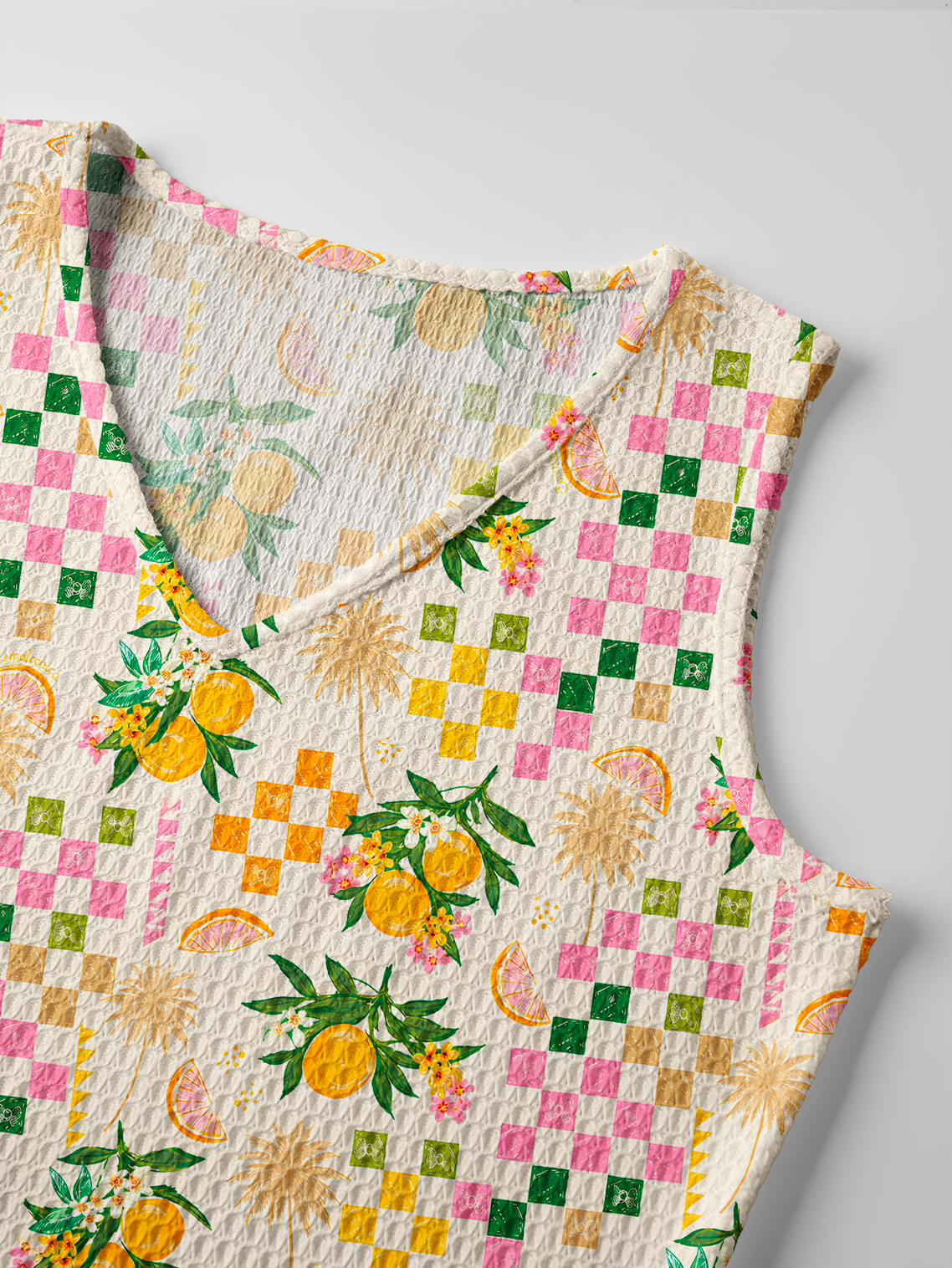 Citrus Breeze Printed Crochet Knit Maxi Dress