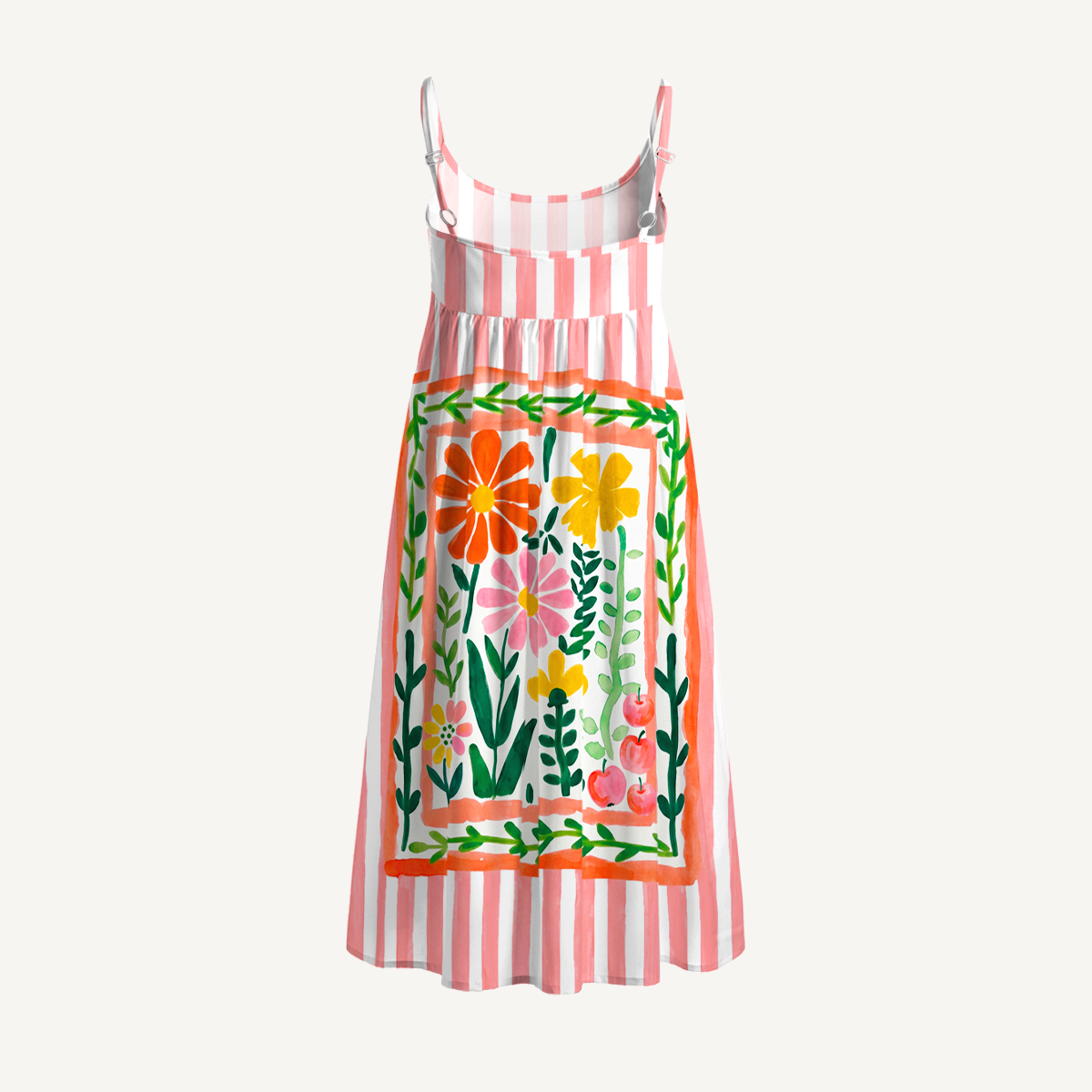 Tropical Floral & Palm Patchwork Spaghetti Strap Mini Dress