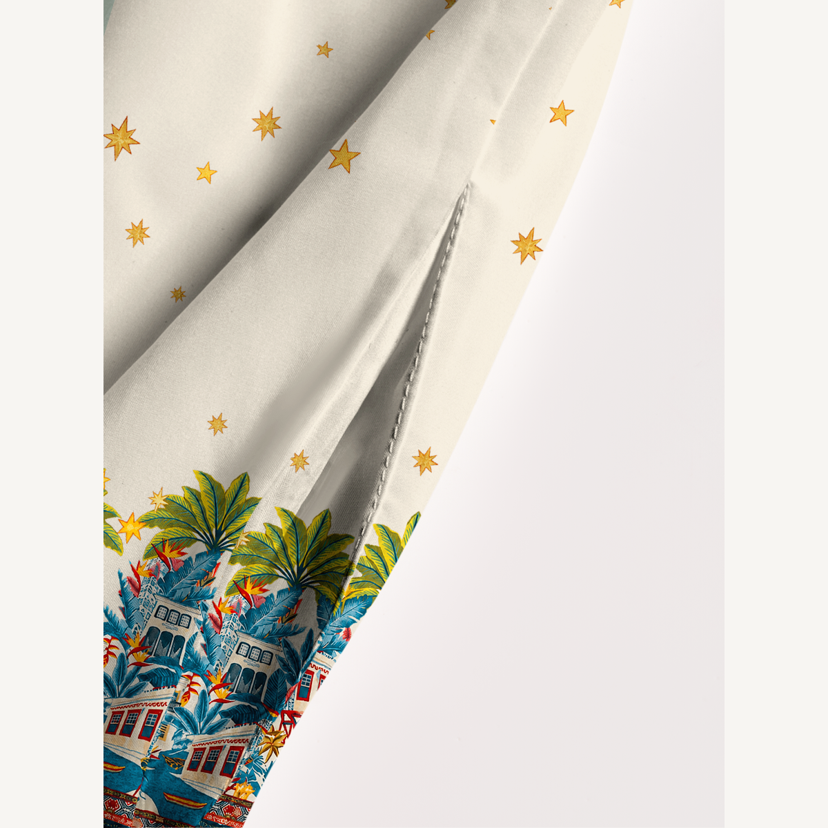 Retro Sun & Palm Wide Straps Maxi Dress With Pockets