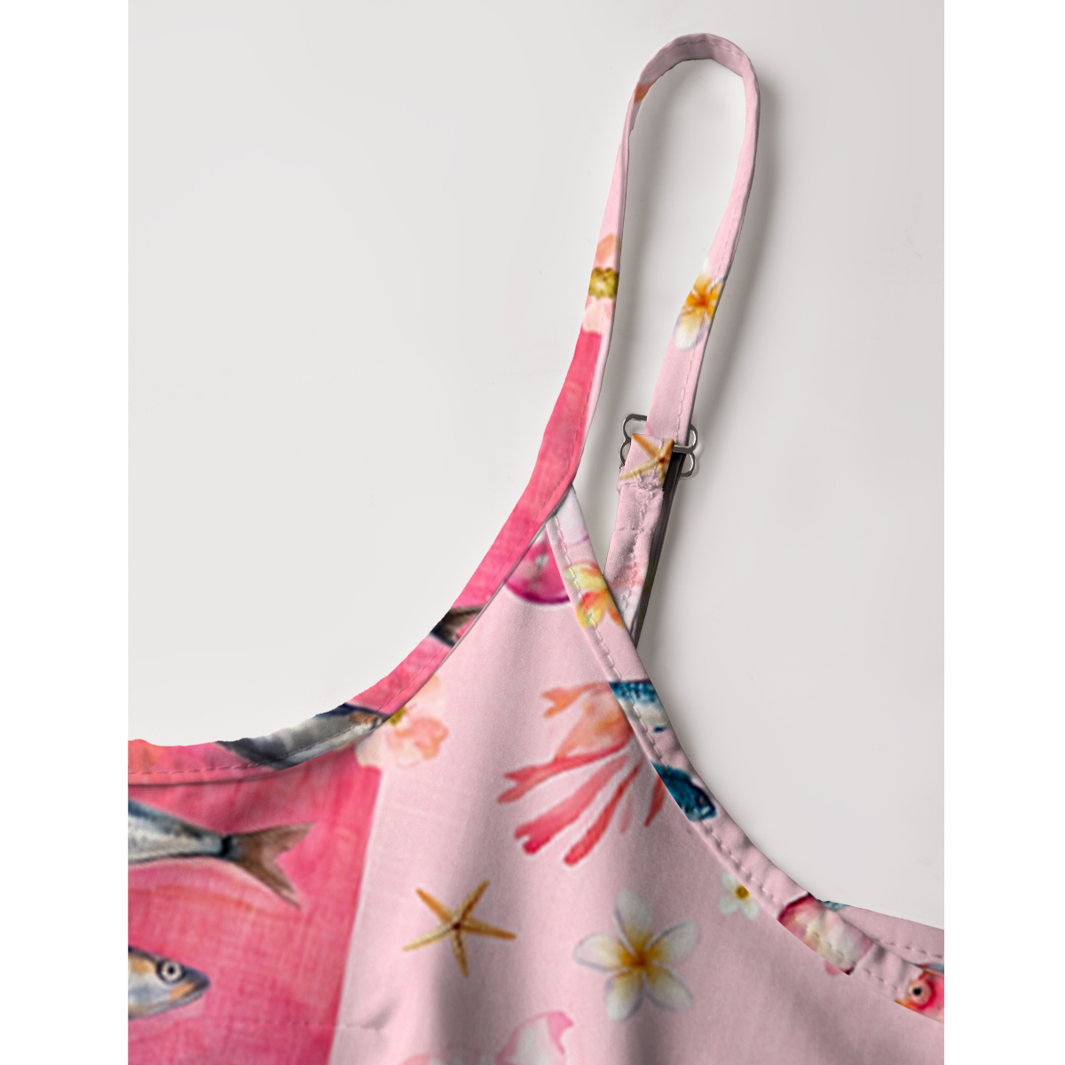 Pink Ocean Life Spaghetti Strap Mini Dress