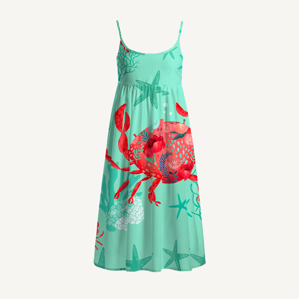 Floral Crab Spaghetti Strap Mini Dress
