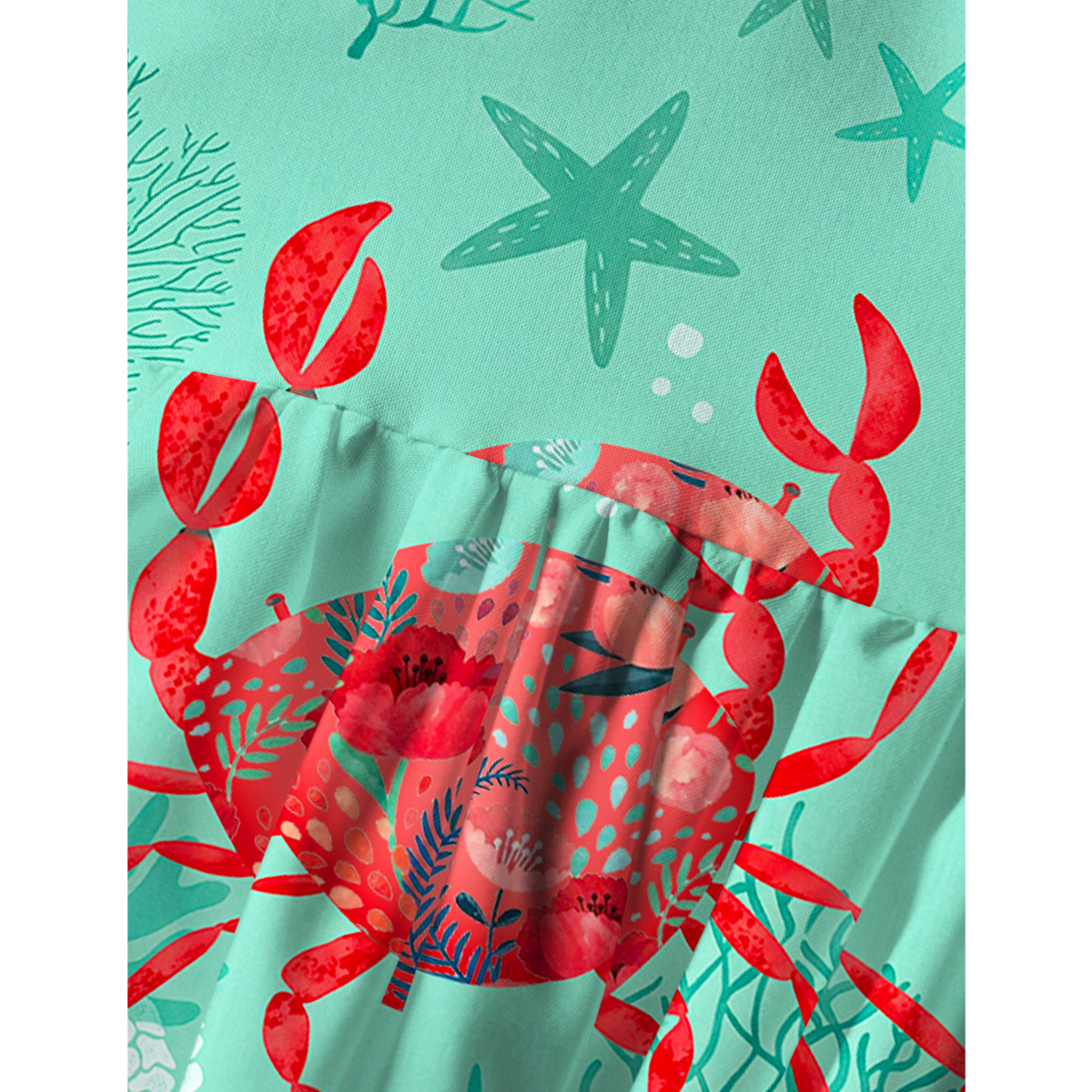 Floral Crab Spaghetti Strap Mini Dress