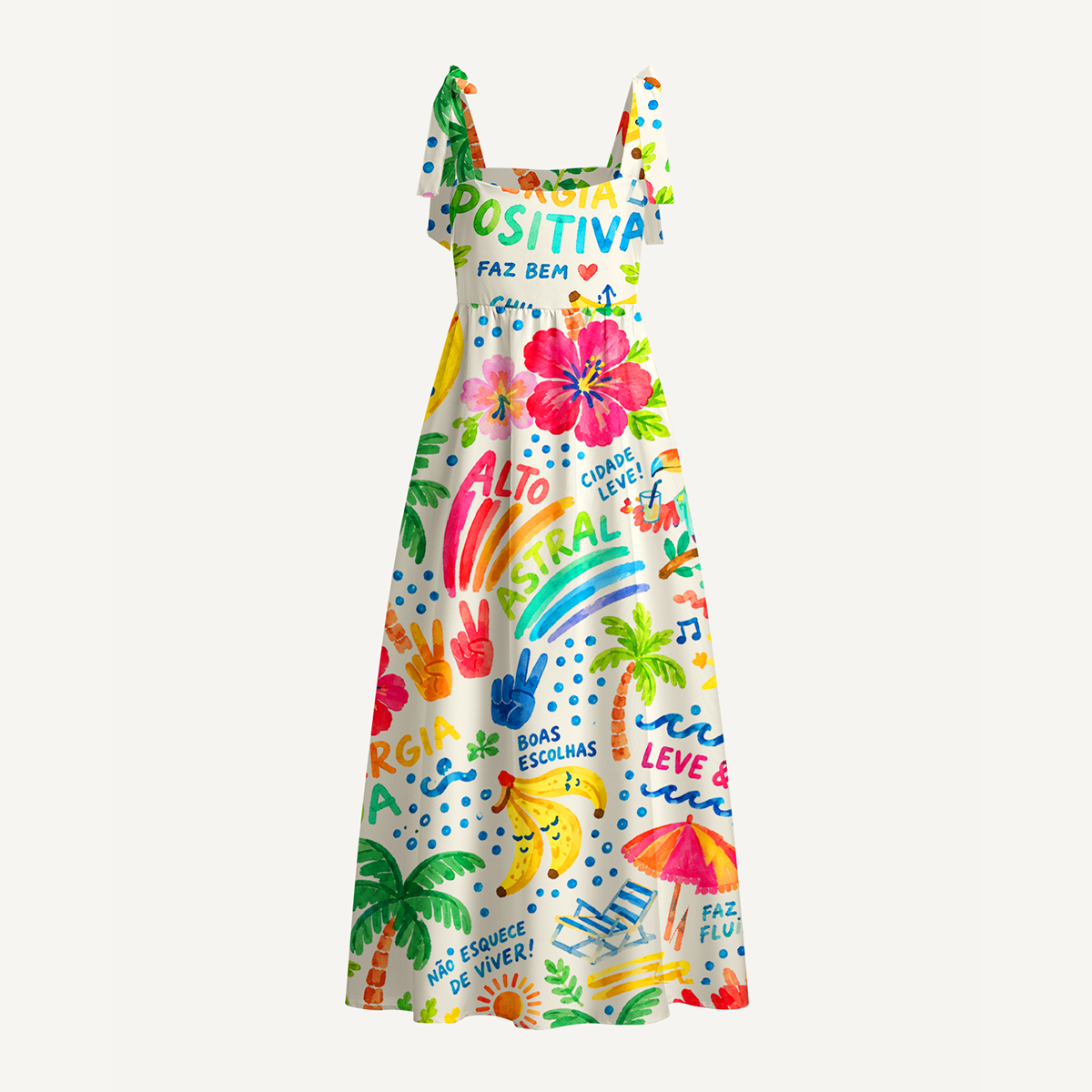 Rainbow Escape Bow Strap Maxi Dress