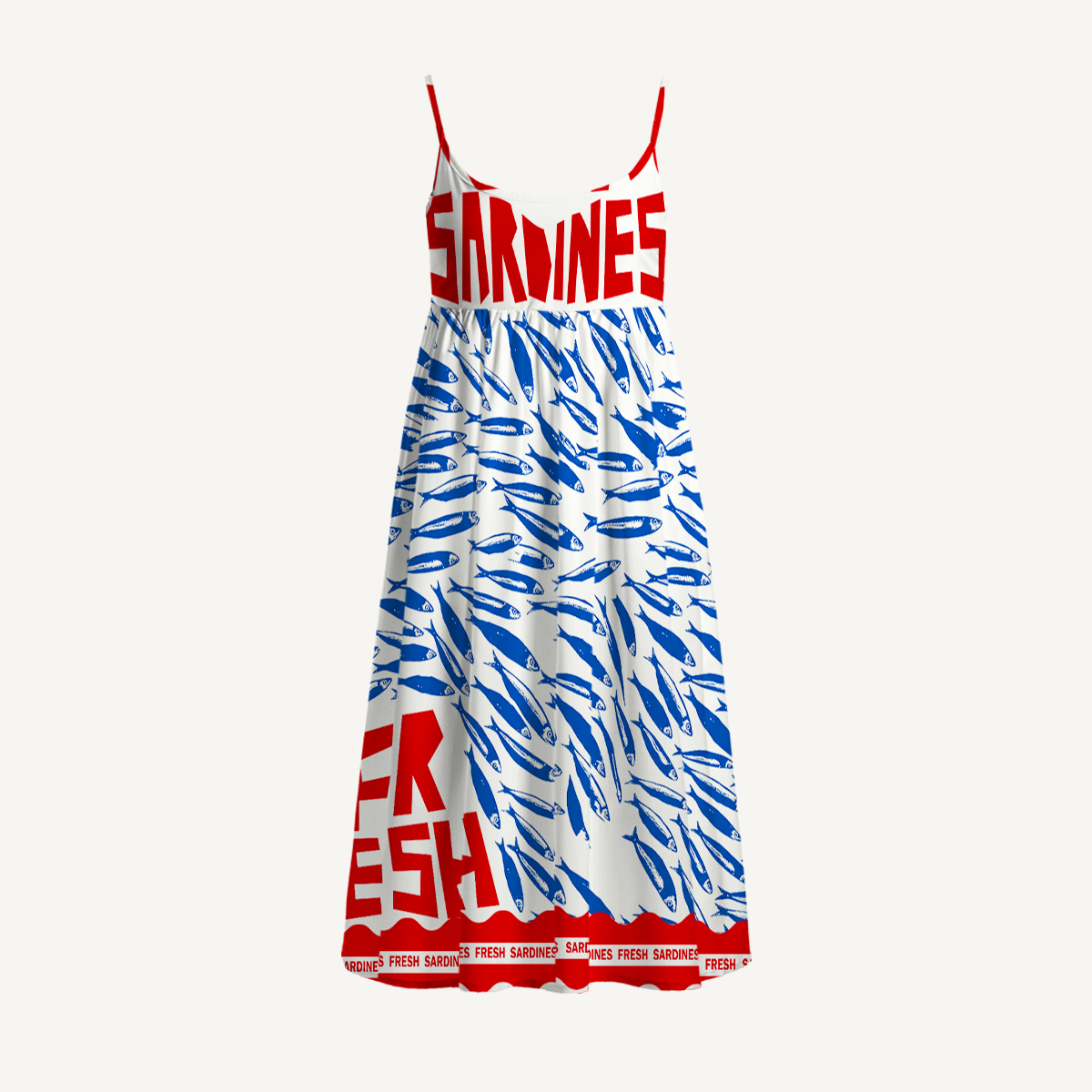 Blue Sardine & Fresh Spaghetti Strap Mini Dress