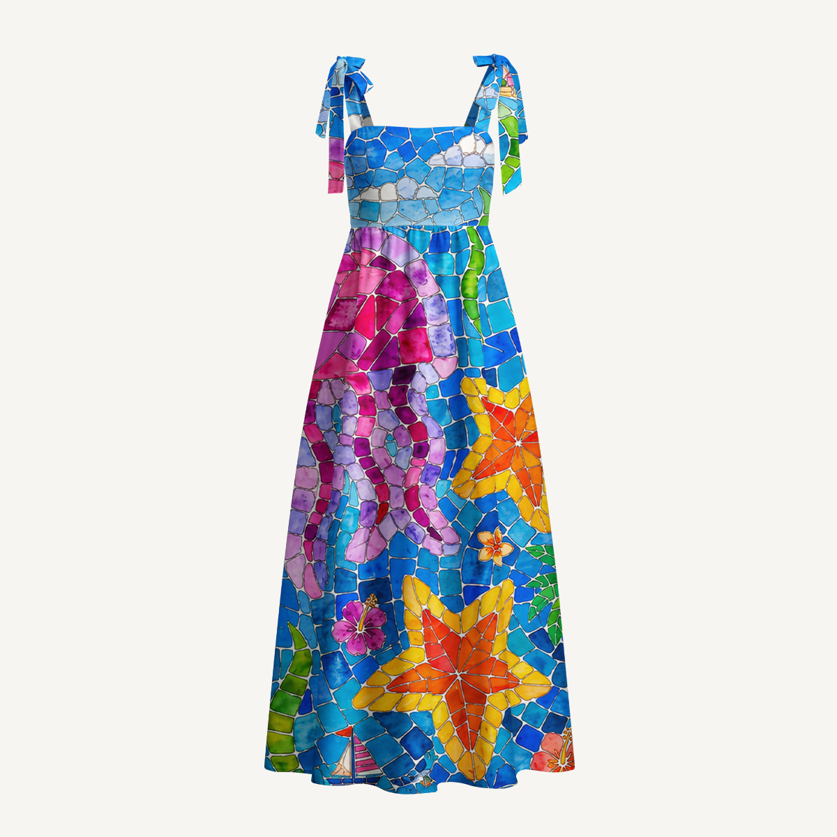 Under the Sea Bow Strap Maxi Dress
