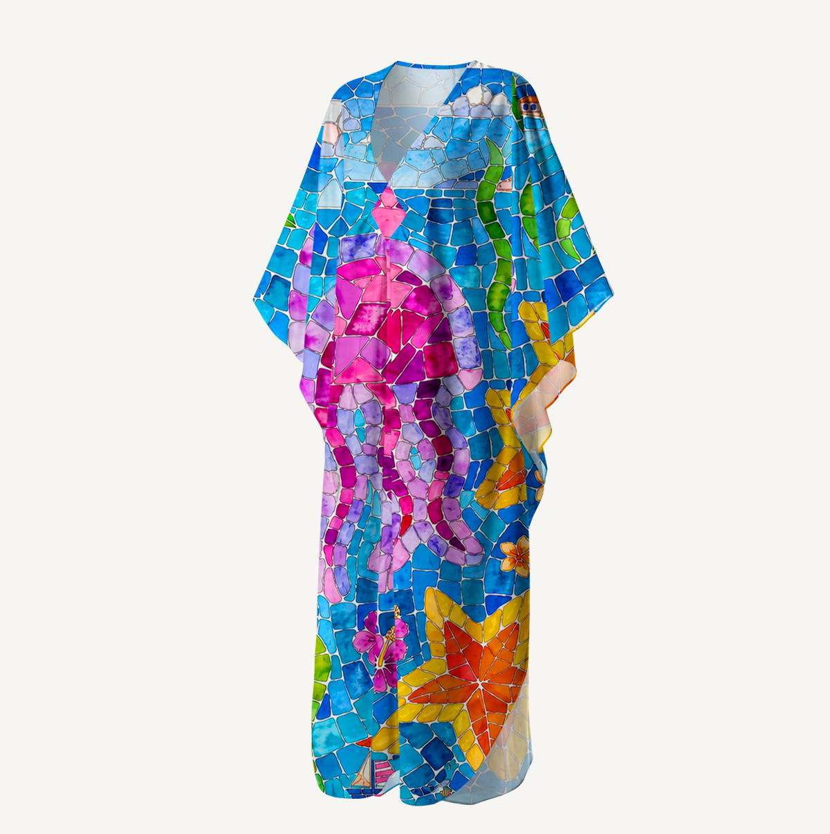 Under the Sea Kimono Sleeve Kaftan Dress