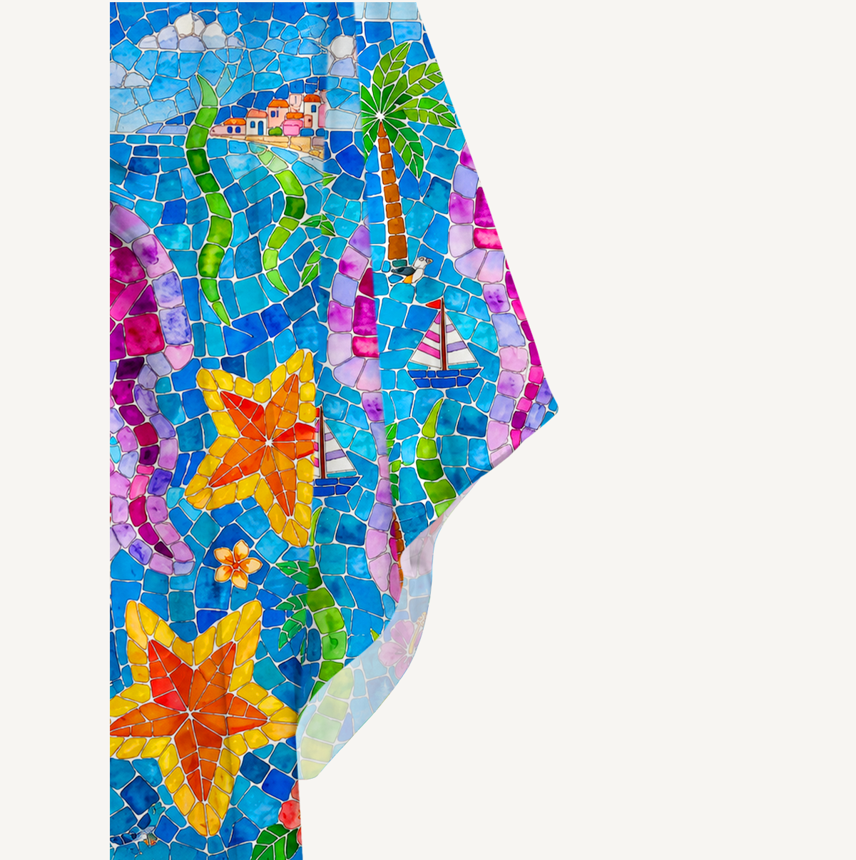 Under the Sea Kimono Sleeve Kaftan Dress