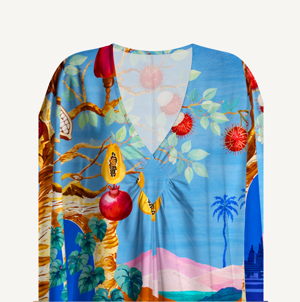 Dreamy Tropical Wonderland Kimono Sleeve Kaftan Dress