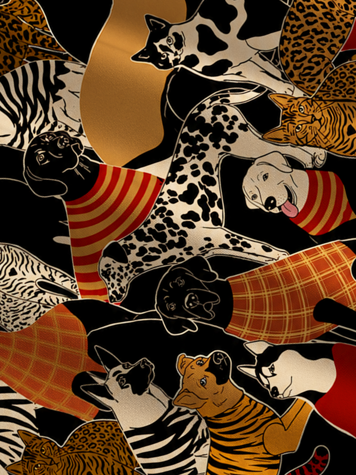 Patterned Cats & Dogs Bow Strap Maxi Dress