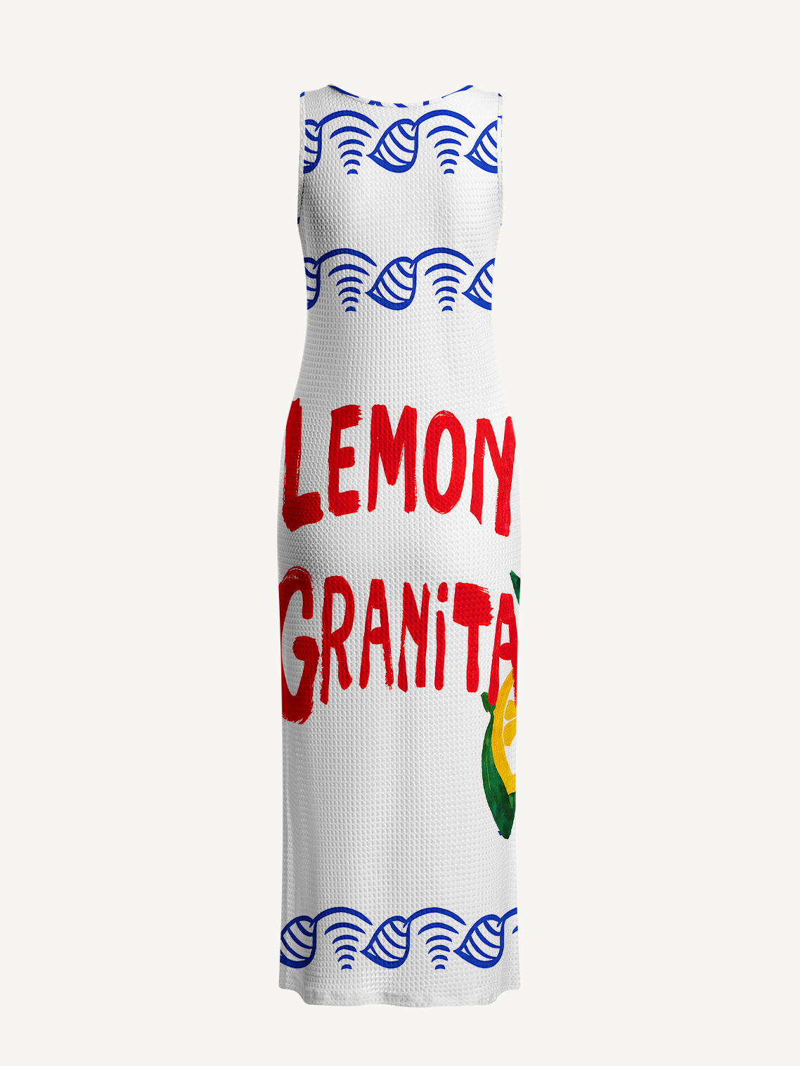 Lobster & Lemon Printed Crochet Knit Midi Dress
