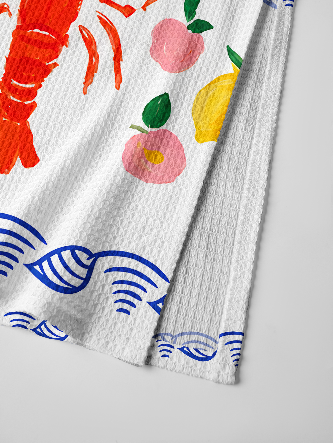Lobster & Lemon Printed Crochet Knit Midi Dress