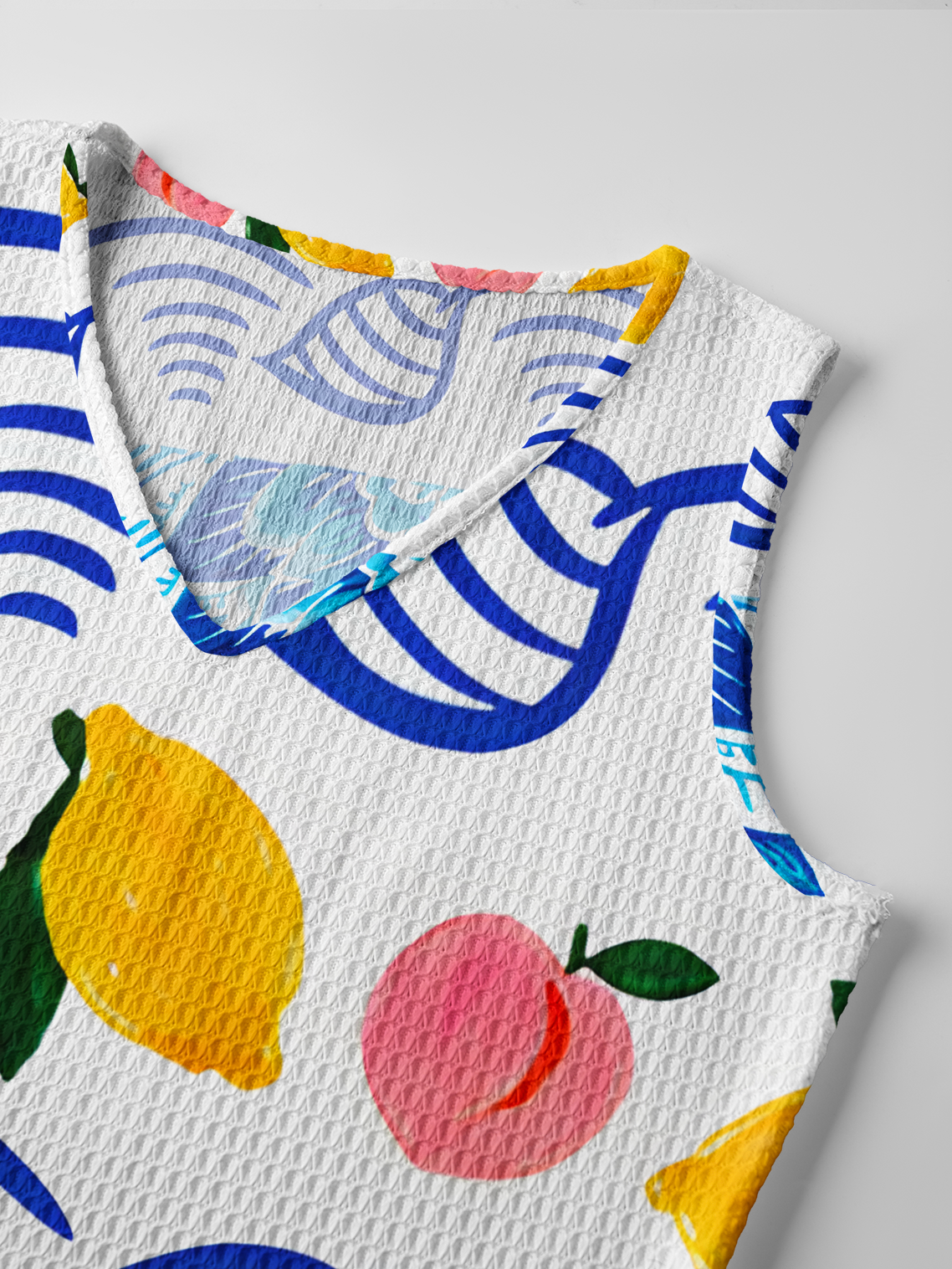 Lobster & Lemon Printed Crochet Knit Midi Dress