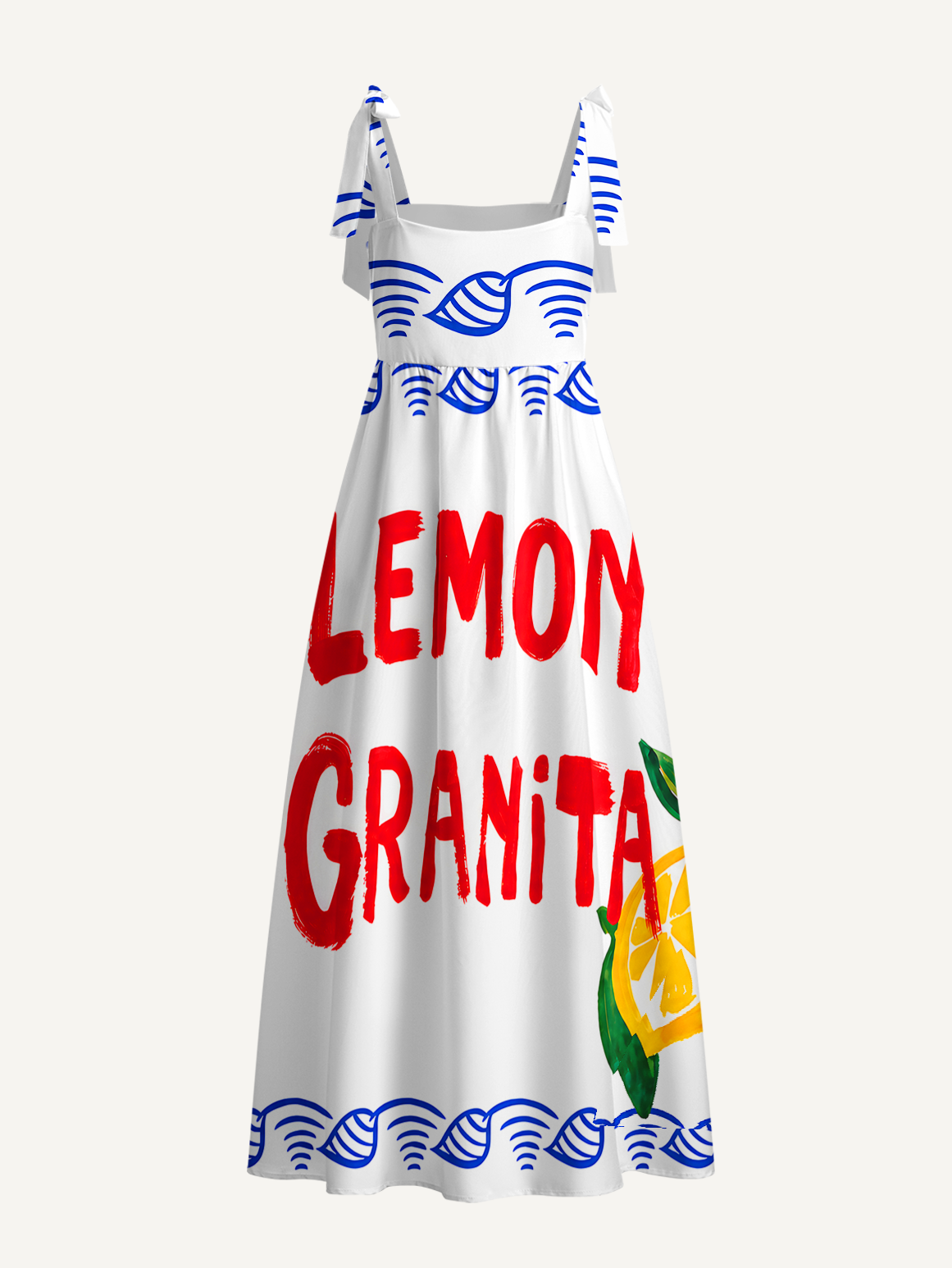 Lobster & Lemon Bow Strap Maxi Dress