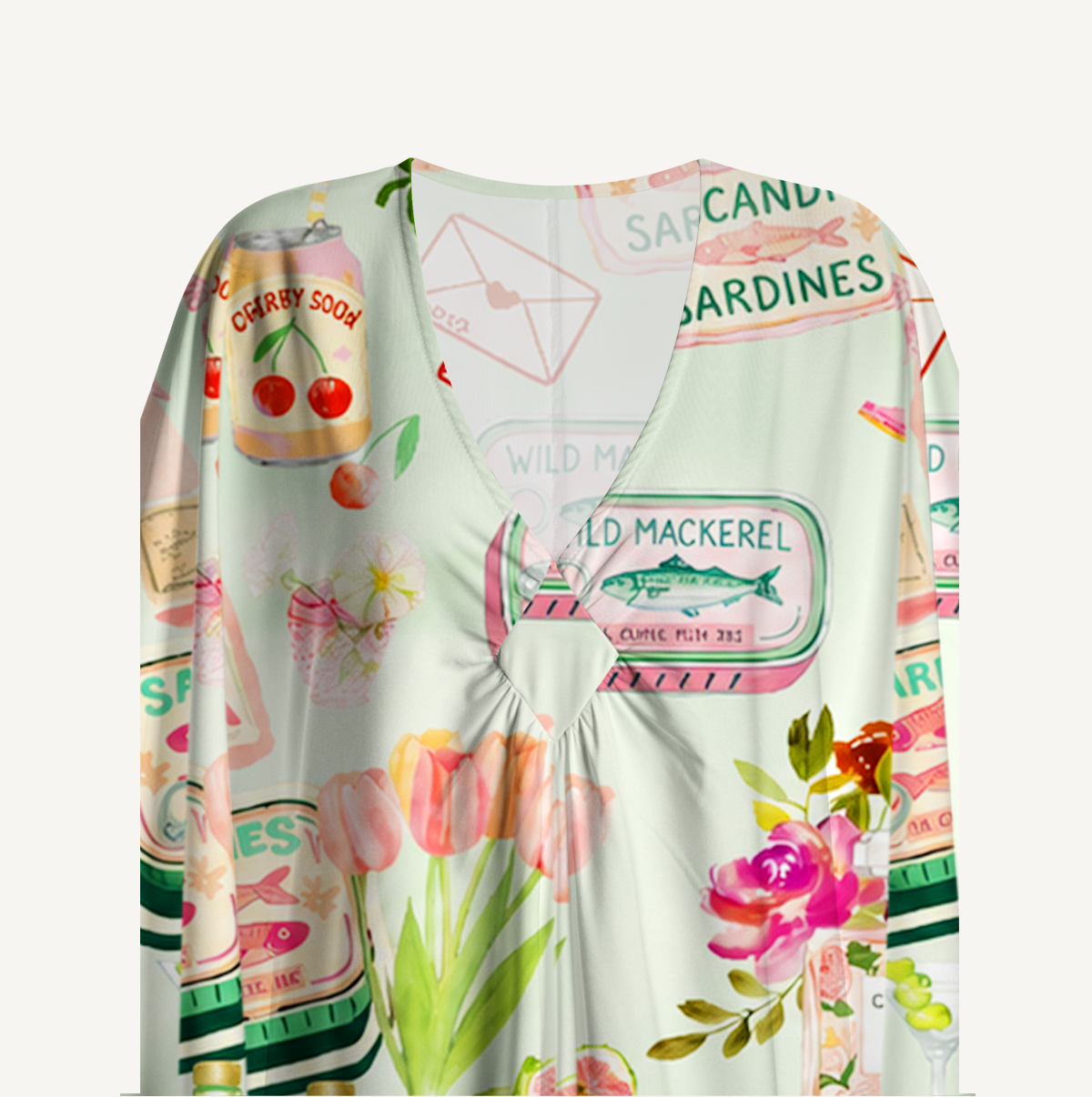 Scandi Summer Picnic Kimono Sleeve Kaftan Dress