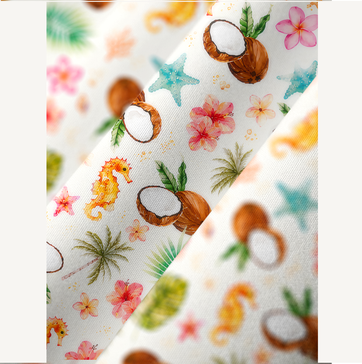 Tropical Coconut Shore Kimono Sleeve Kaftan Dress