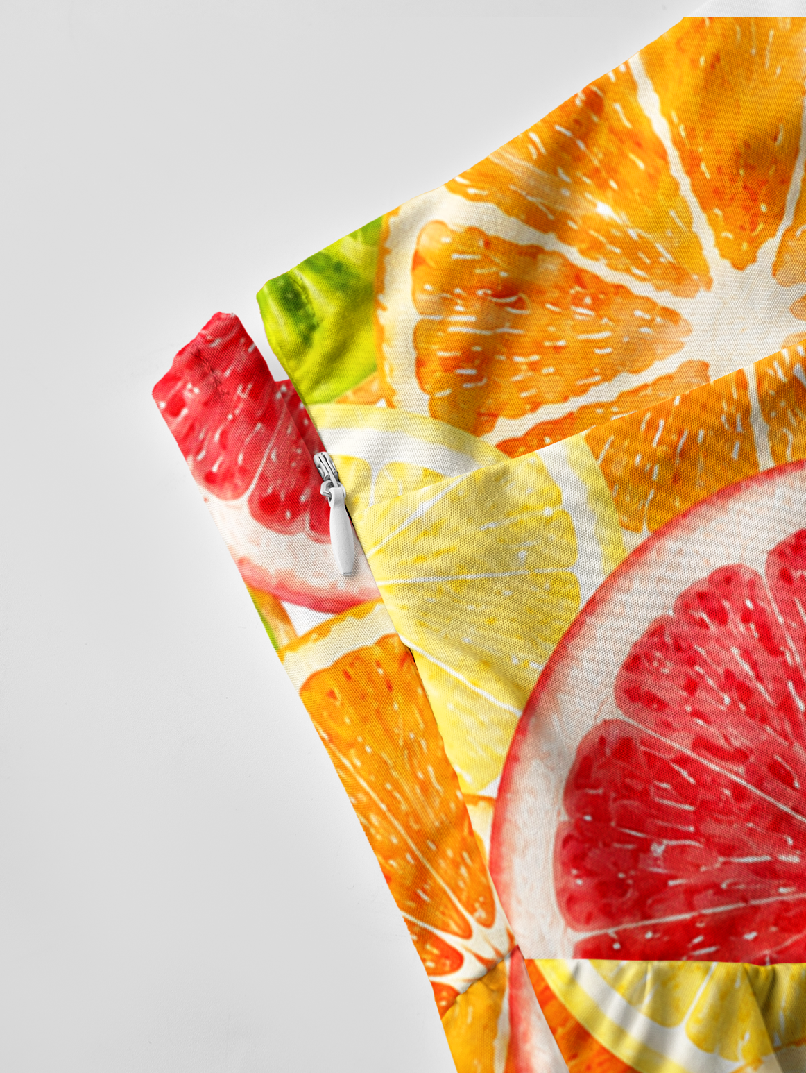 Tropical Fruit Cut Bow Strap Maxi Dress