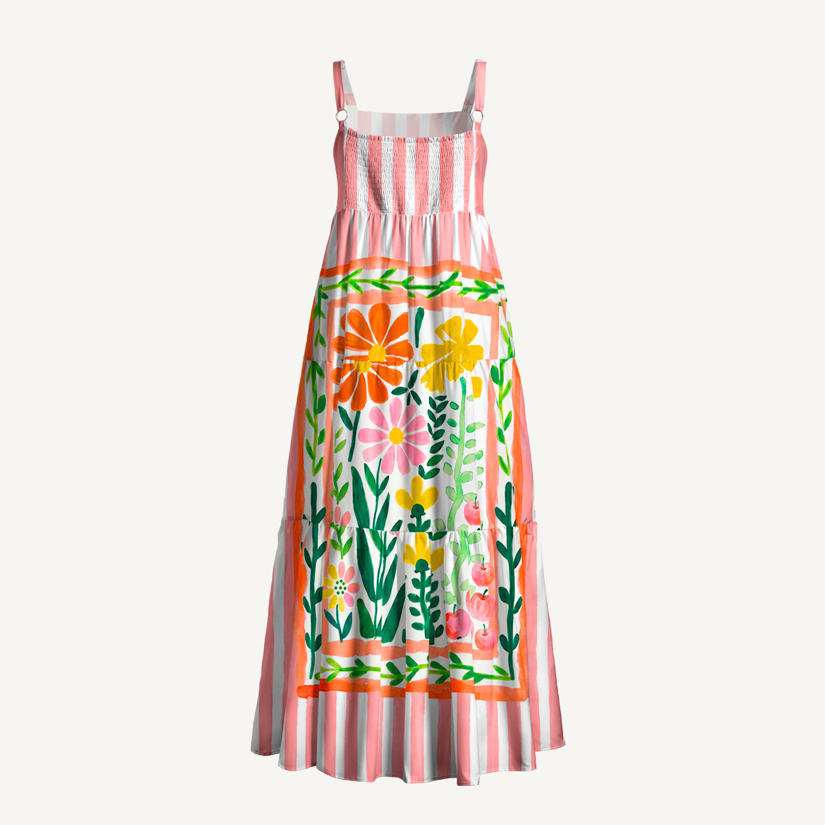 Tropical Floral & Palm Wide Straps Maxi Dress With Pockets