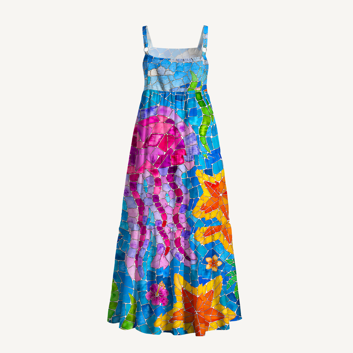 Under the Sea Wide Straps Maxi Dress With Pockets