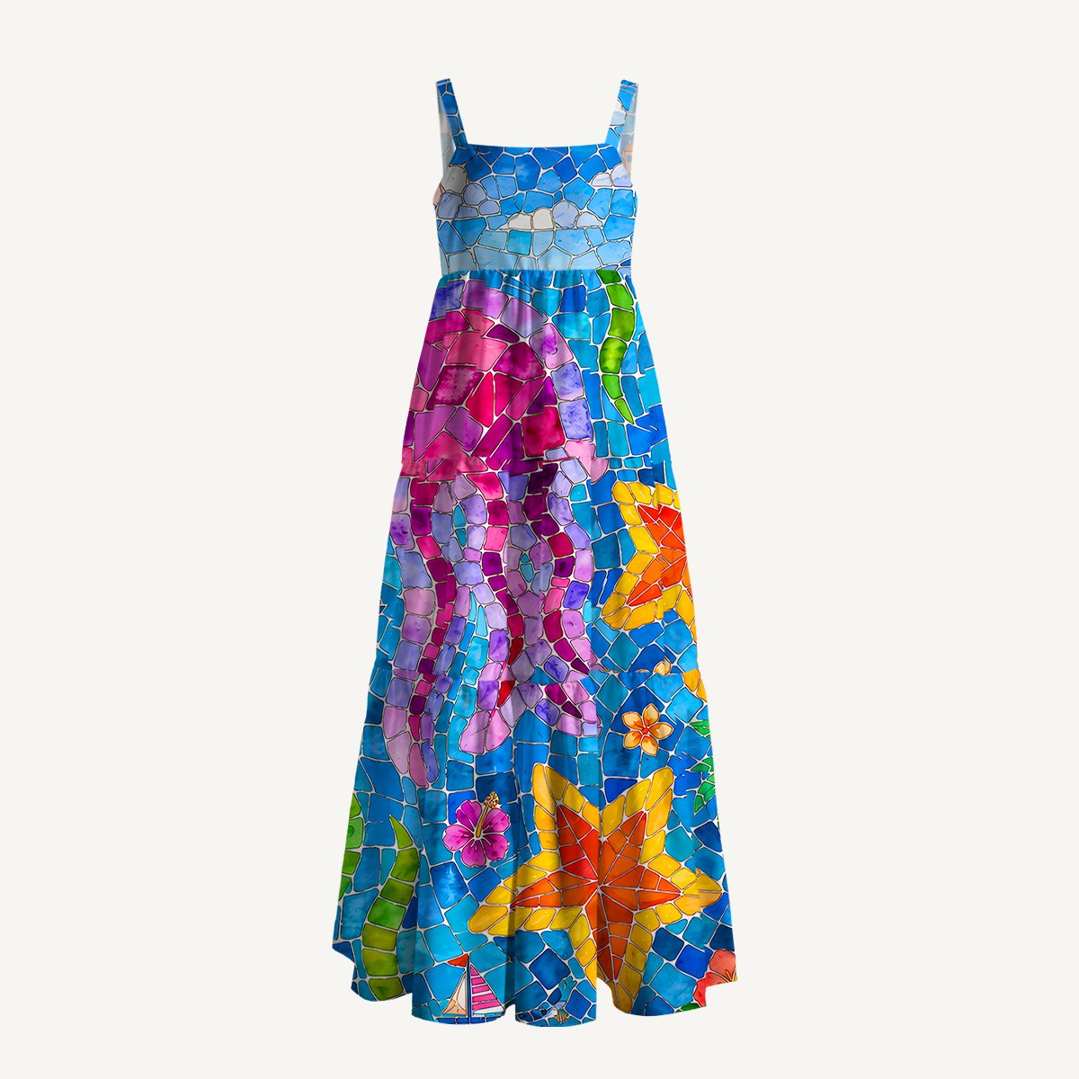 Under the Sea Wide Straps Maxi Dress With Pockets