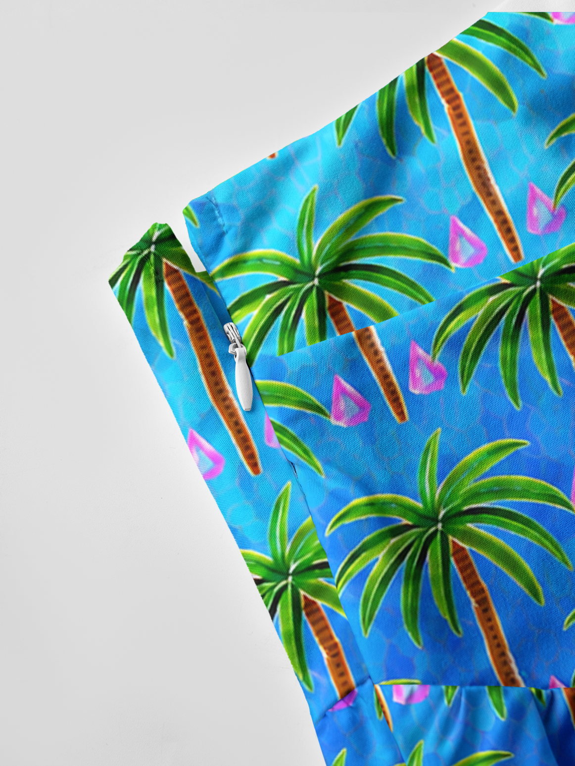 Mosaic Palm Tree Bow Strap Maxi Dress