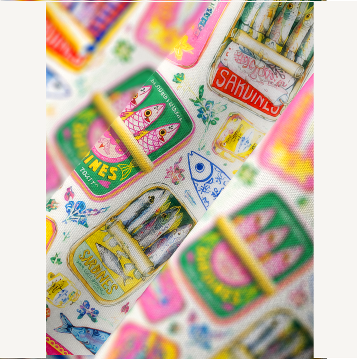 Sardines Stamp Kimono Sleeve Kaftan Dress
