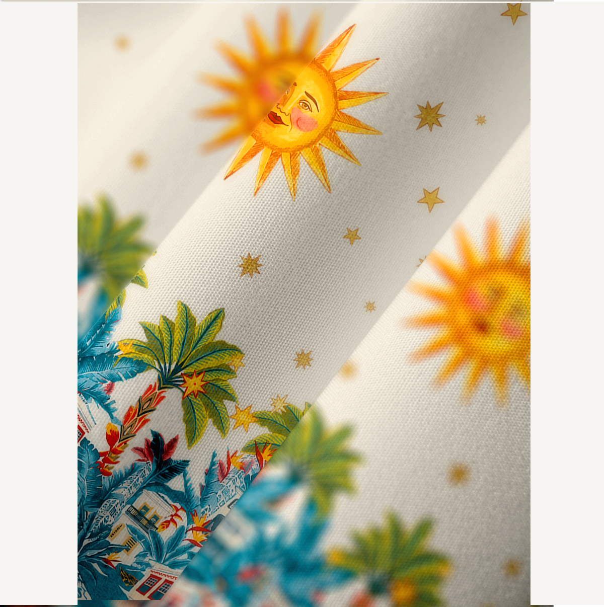 Retro Sun & Palm Kimono Sleeve Kaftan Dress