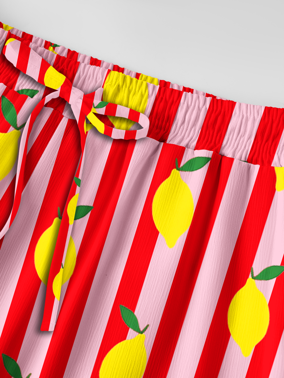 Citrus Stripe Wide Leg Tie Waist Pants With Pockets