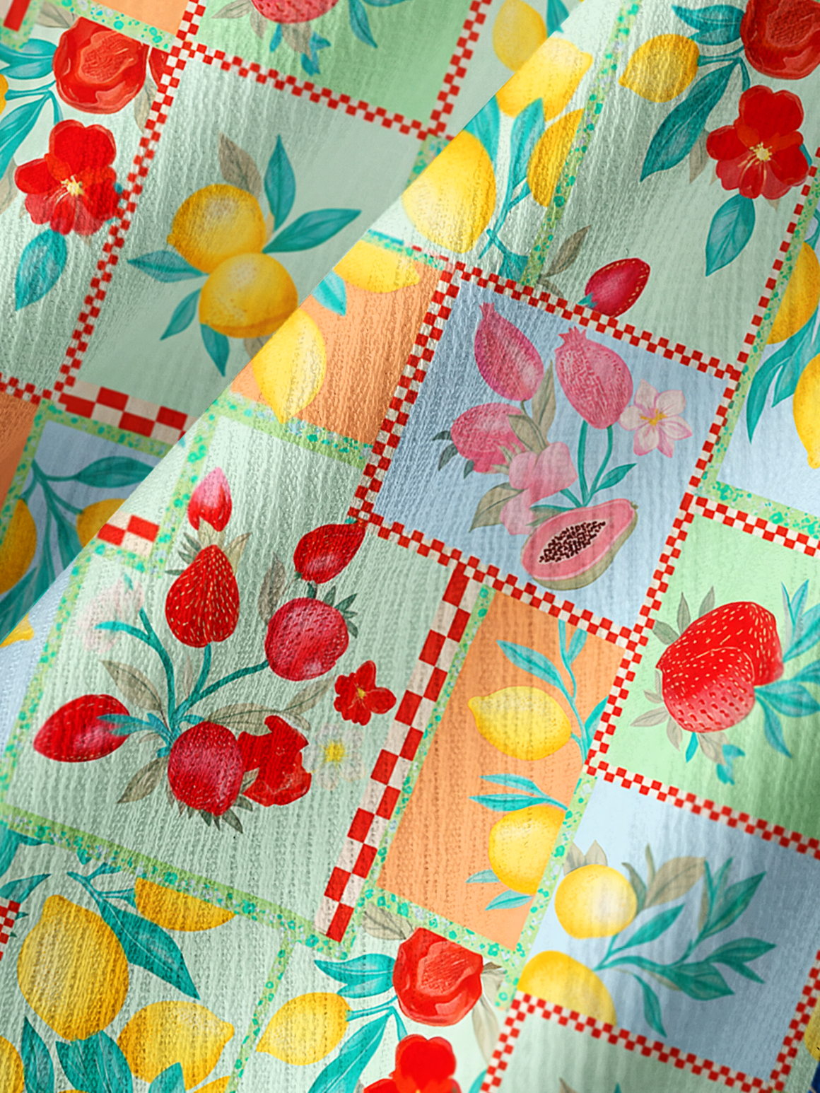 Fruit Party Vacation Wide Leg Tie Waist Pants With Pockets