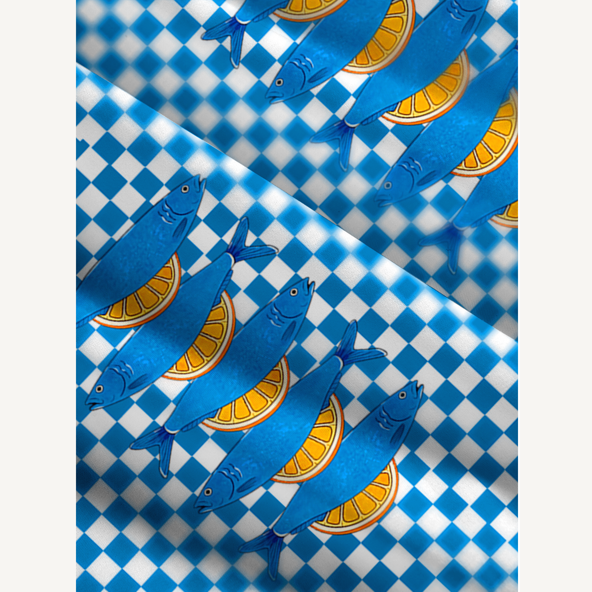 Blue Check Lemon Wide Straps Maxi Dress With Pockets