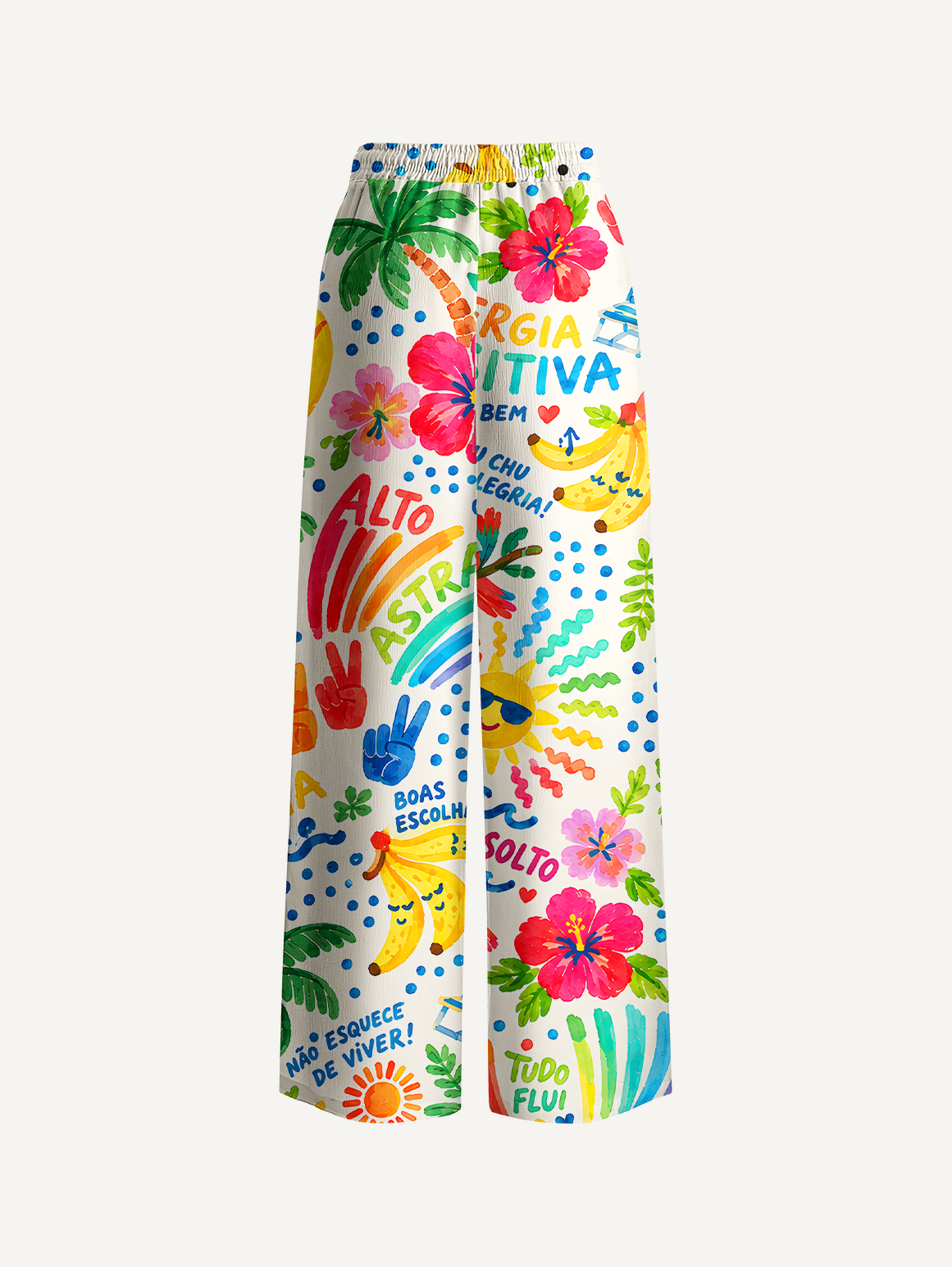 Rainbow Escape Wide Leg Tie Waist Pants With Pockets