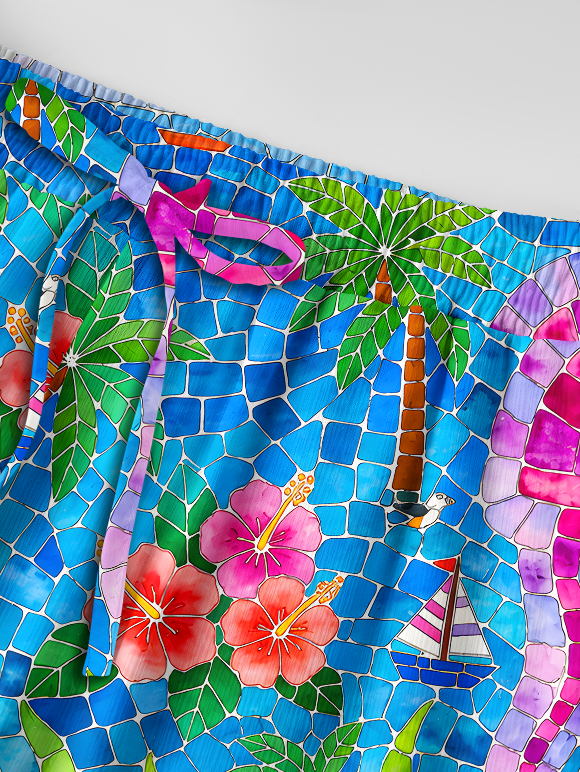 Under the Sea Wide Leg Tie Waist Pants With Pockets