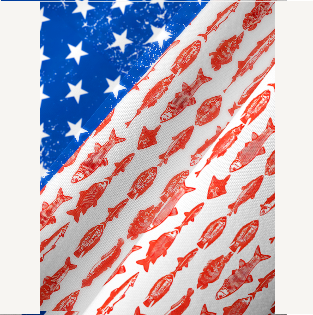 American Flag Fish Pattern Kimono Sleeve Kaftan Dress