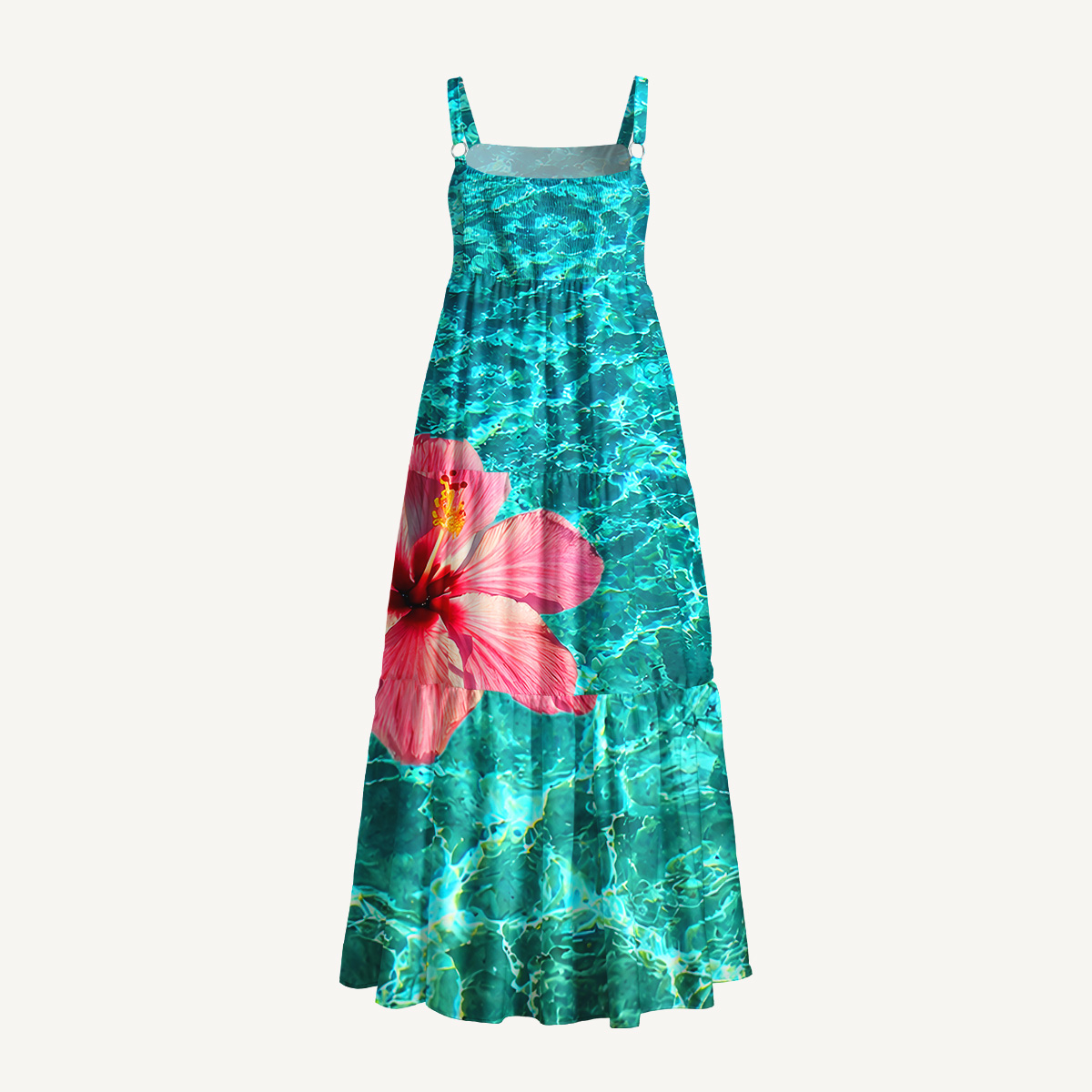 Hibiscus On The Sea Maxi Dress With Pockets