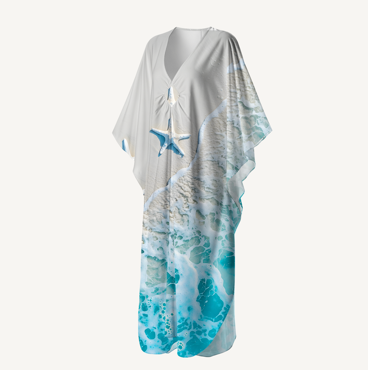 Starfish by the Shore Kimono Sleeve Kaftan Dress