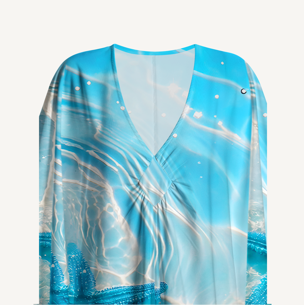 Blue Starfish in Crystal Sea Kimono Sleeve Kaftan Dress