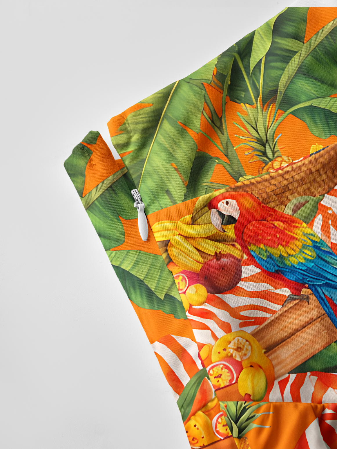Tropical Parrot Fruit Feast Bow Strap Maxi Dress