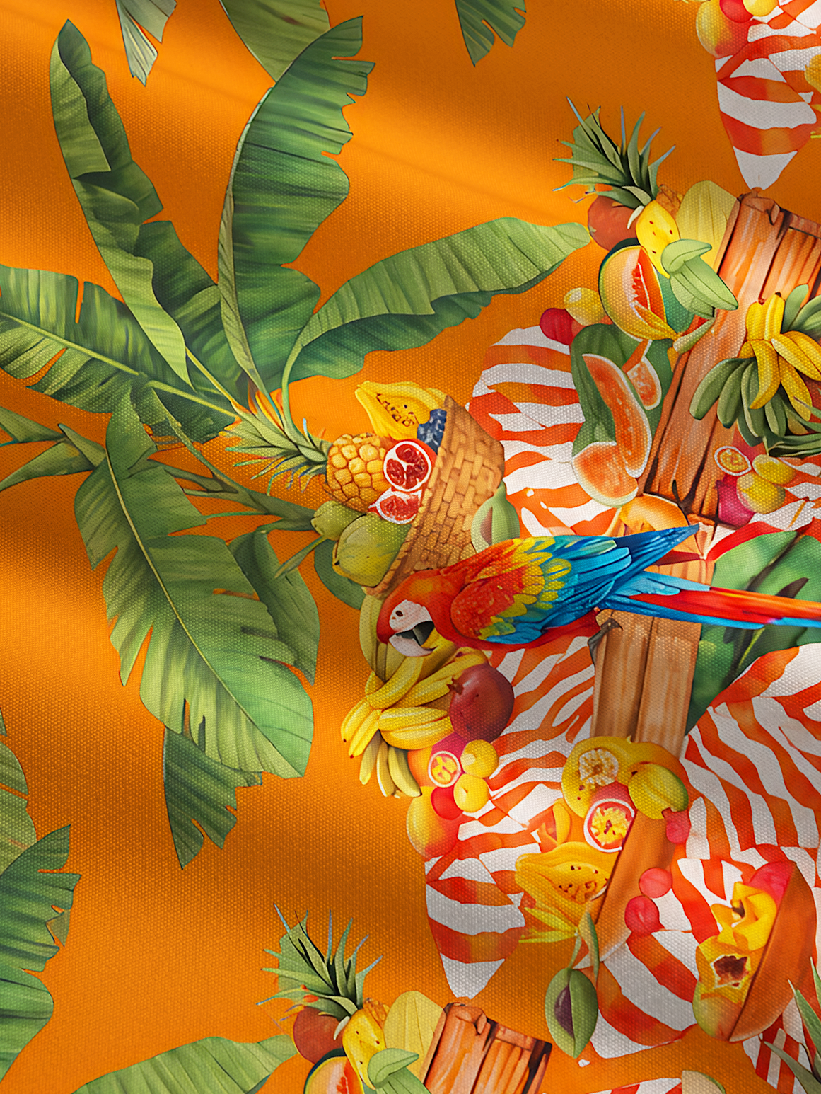 Tropical Parrot Fruit Feast Bow Strap Maxi Dress