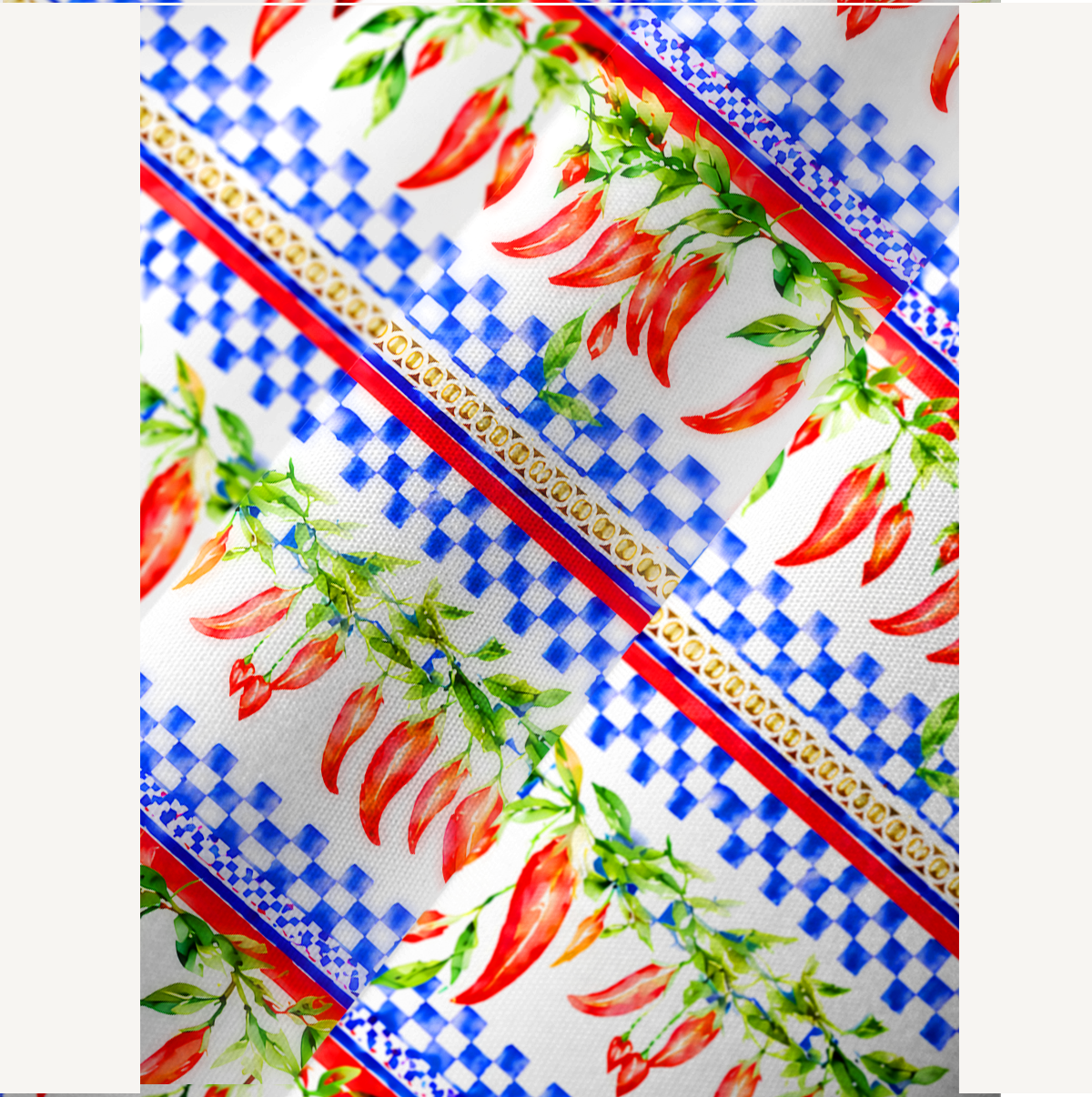 Chili Vines and Checkered Stripes Kimono Sleeve Kaftan Dress