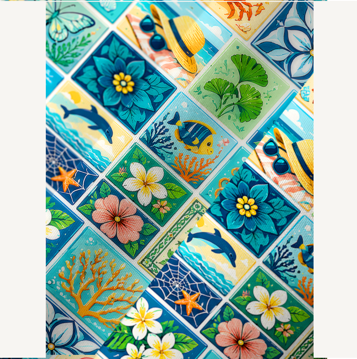 Ocean Paradise Patchwork Kimono Sleeve Kaftan Dress