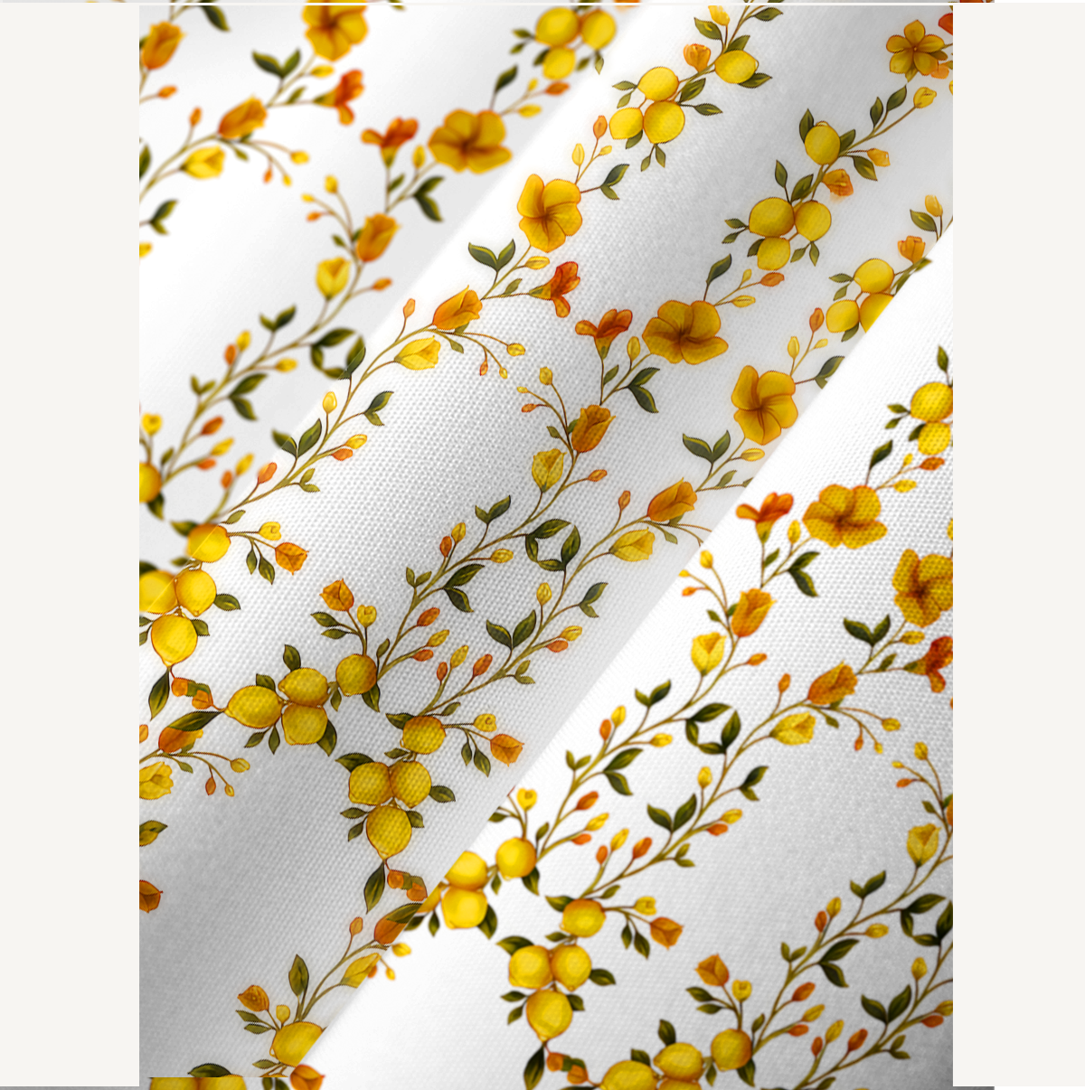 Lemon Blossom Garden Border Kimono Sleeve Kaftan Dress