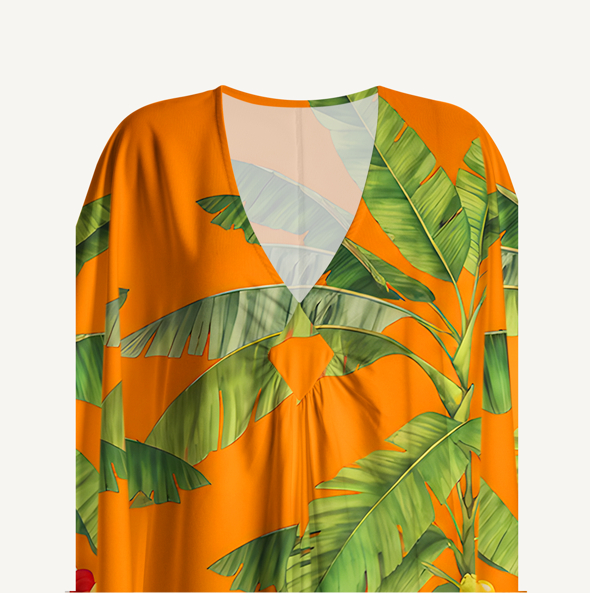 Tropical Parrot Fruit Feast Kimono Sleeve Kaftan Dress