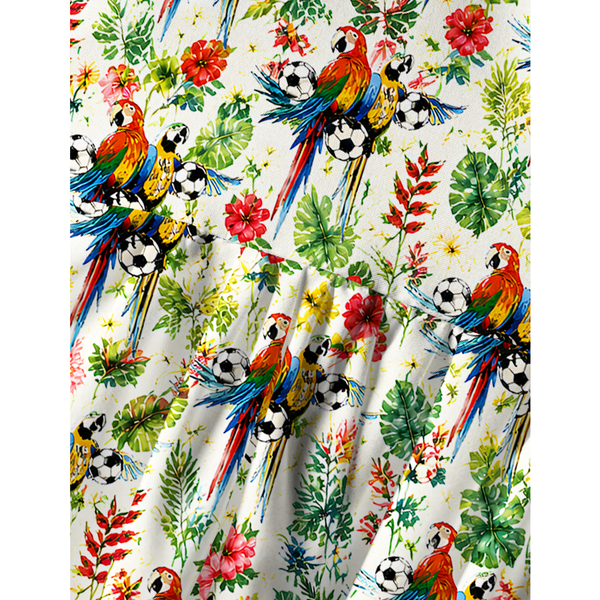 Tropical Parrot Football Garden Print Spaghetti Strap Mini Dress