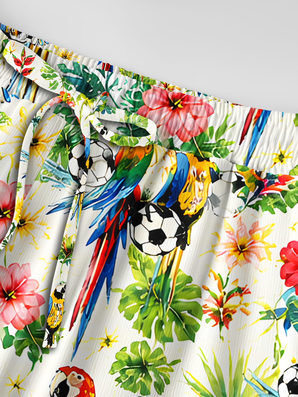 Tropical Parrot Football Garden Wide Leg Tie Waist Pants With Pockets